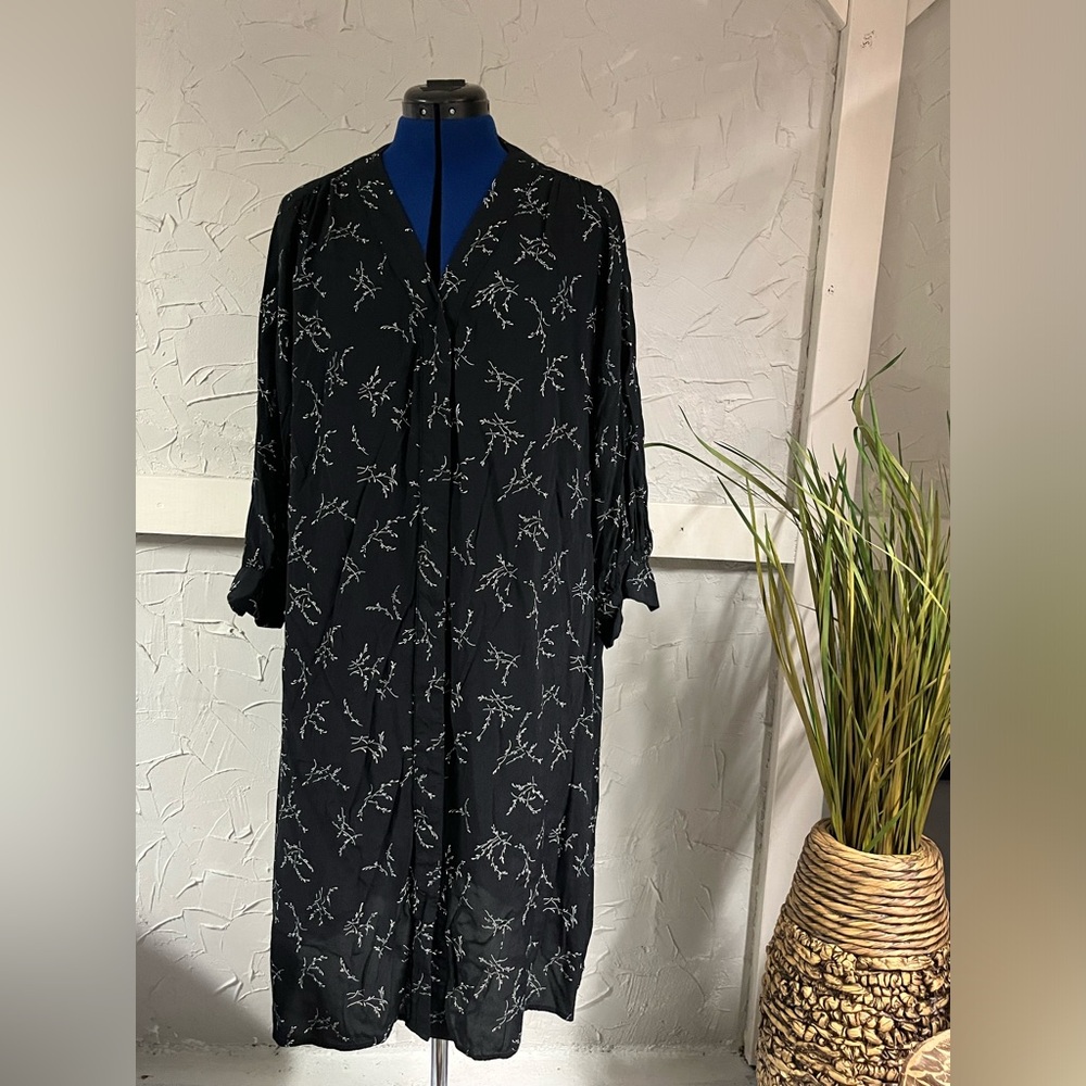 Gap botanical midi shirtdress 18 black floral vines
